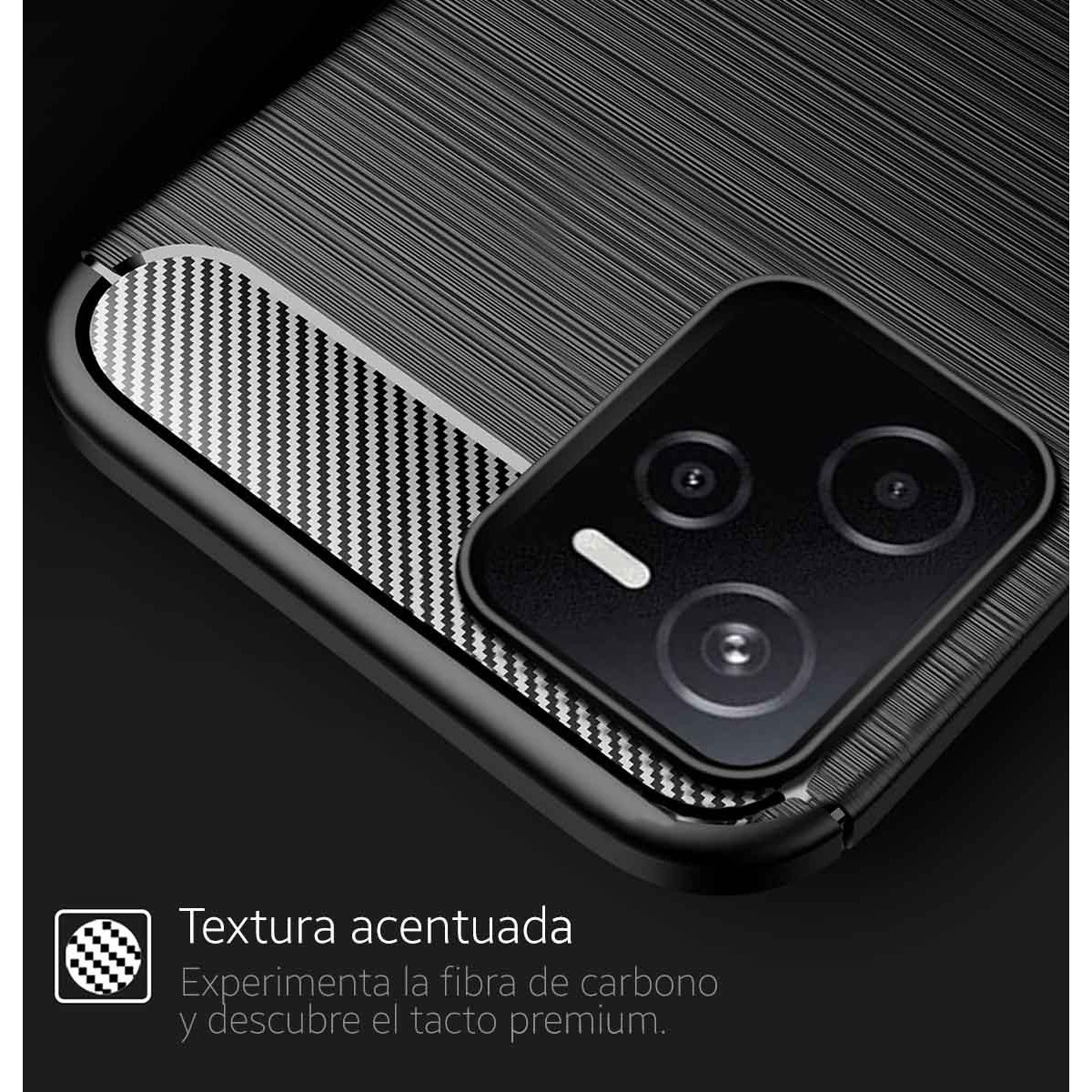 Funda Gel Tpu Tipo Carbon Negra para Realme Narzo 50A Prime