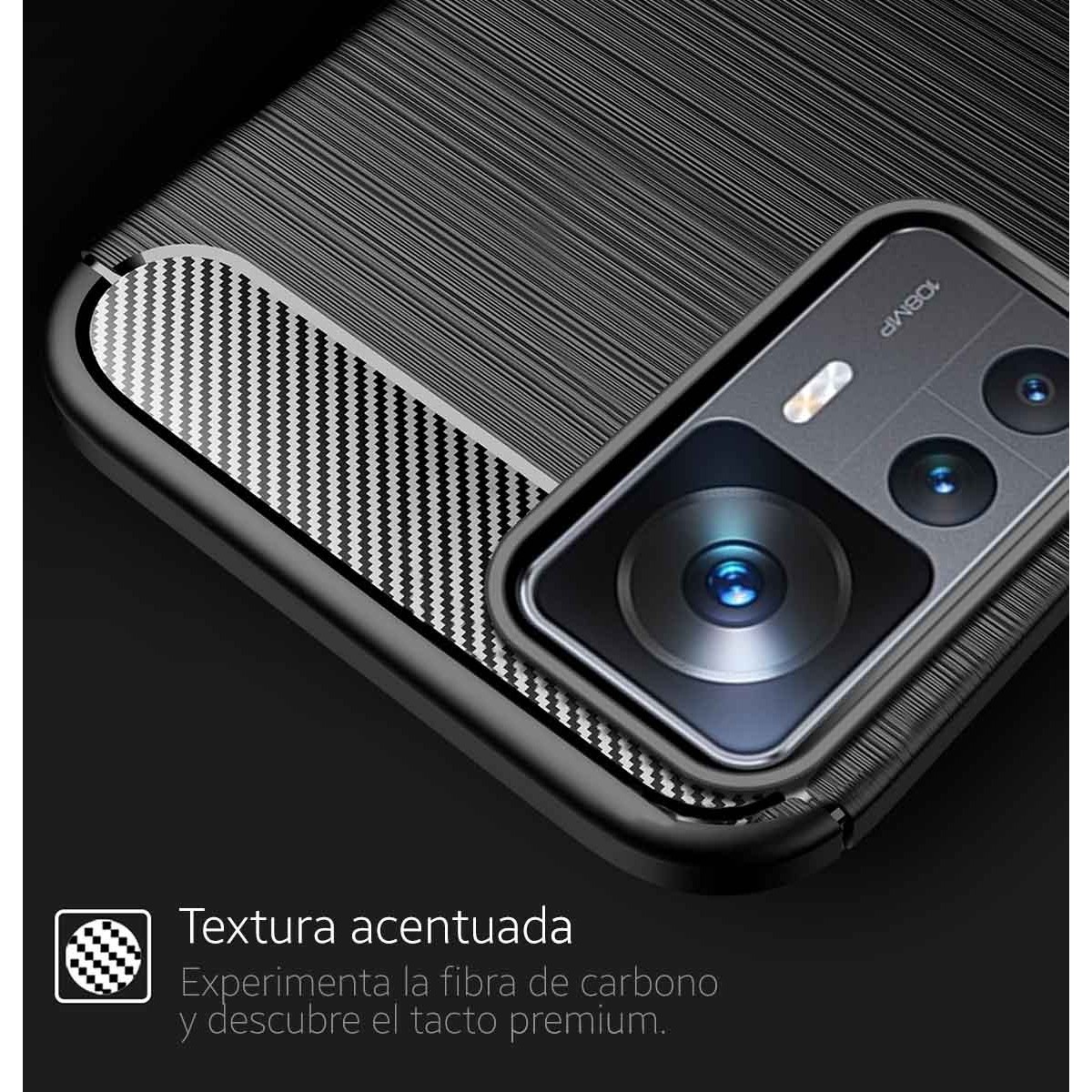 Funda Gel Tpu Tipo Carbon Negra para Xiaomi 12T / 12T Pro 5G