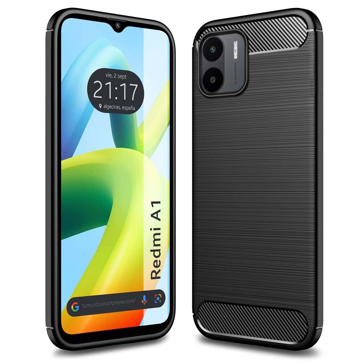 Funda Gel Tpu Tipo Carbon Negra para Xiaomi Redmi A1