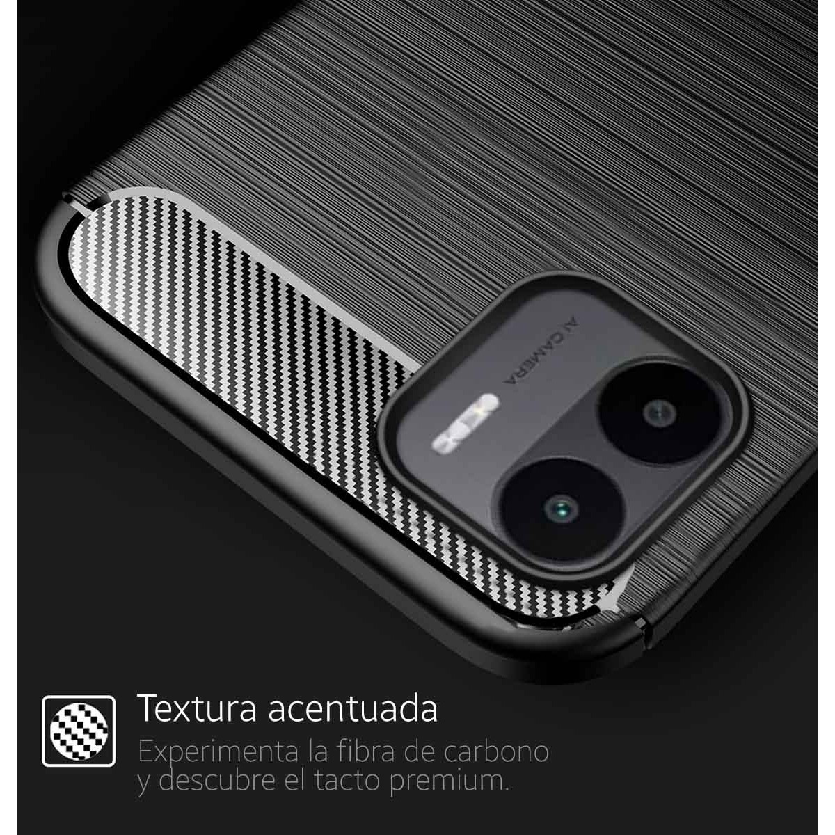 Funda Gel Tpu Tipo Carbon Negra para Xiaomi Redmi A1