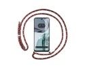 Funda Colgante Transparente para Motorola Moto G62 5G con Cordon Rosa / Dorado