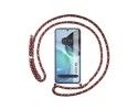 Funda Colgante Transparente para Motorola Moto G72 4G con Cordon Rosa / Dorado
