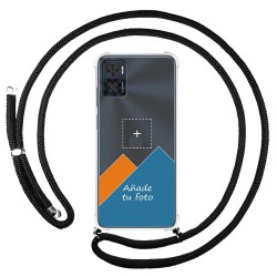 Personaliza tu Funda Colgante Transparente para Motorola Moto E22 / E22i con Cordon Negro Dibujo Personalizada