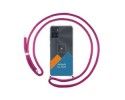 Personaliza tu Funda Colgante Transparente para Motorola Moto E22 / E22i con Cordon Rosa Fucsia Dibujo Personalizada