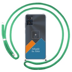 Personaliza tu Funda Colgante Transparente para Motorola Moto E22 / E22i con Cordon Verde Agua Dibujo Personalizada