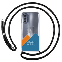 Personaliza tu Funda Colgante Transparente para Motorola Moto G62 5G con Cordon Negro Dibujo Personalizada