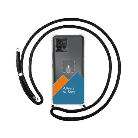 Personaliza tu Funda Colgante Transparente para Motorola Moto G72 4G con Cordon Negro Dibujo Personalizada