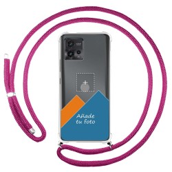 Personaliza tu Funda Colgante Transparente para Motorola Moto G72 4G con Cordon Rosa Fucsia Dibujo Personalizada