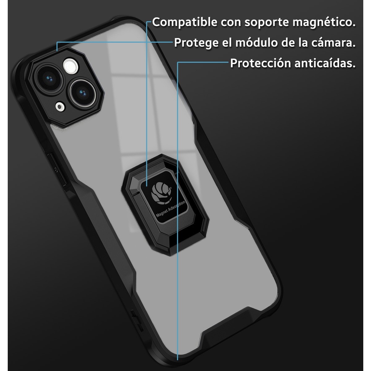 Funda Bumper Borde Negra con Anillo para Samsung Galaxy A33 5G