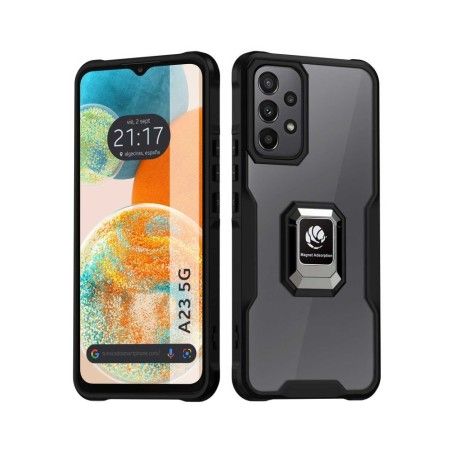 Funda Bumper Borde Negra con Anillo para Samsung Galaxy A23 5G