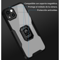 Funda Bumper Borde Negra con Anillo para Samsung Galaxy M13 4G