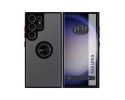 Funda Mate con Borde Negro y Anillo Giratorio 360 para Samsung Galaxy S23 Ultra 5G