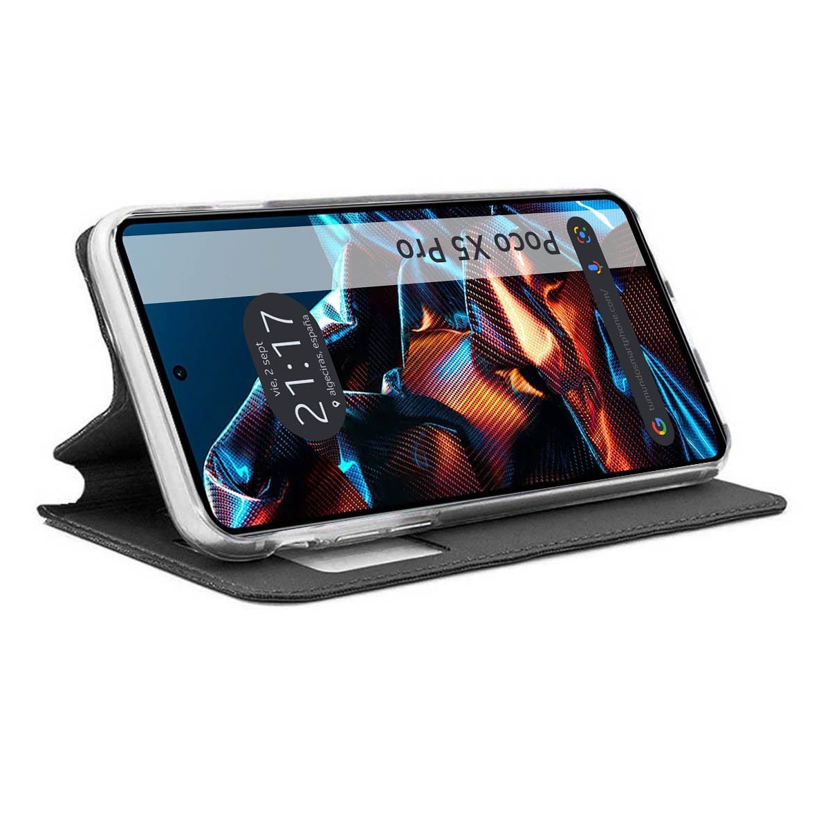 Funda Libro Soporte con Ventana compatible con Xiaomi POCO X5 Pro 5G color Negra