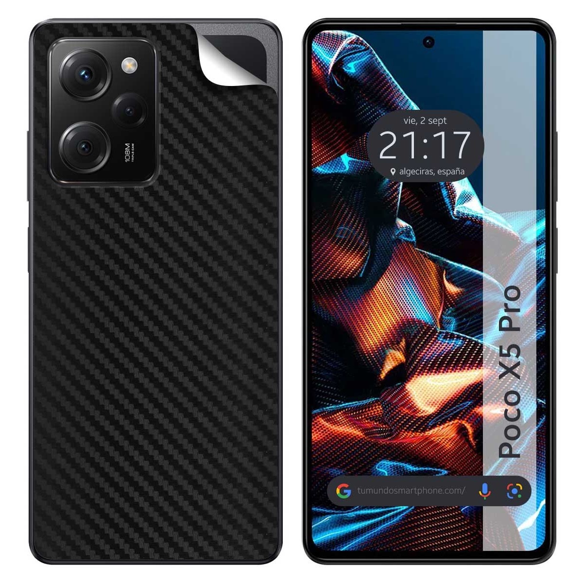 Pegatina Vinilo Autoadhesiva Textura Carbono compatible con Xiaomi POCO X5 5G