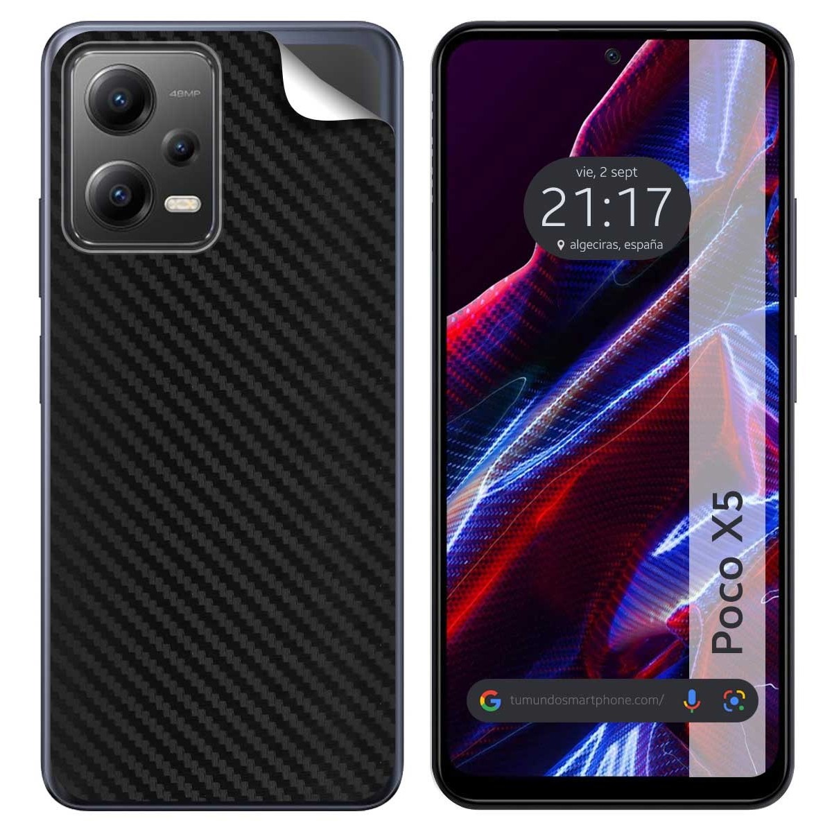 Pegatina Vinilo Autoadhesiva Textura Carbono compatible con Xiaomi POCO X5 Pro 5G