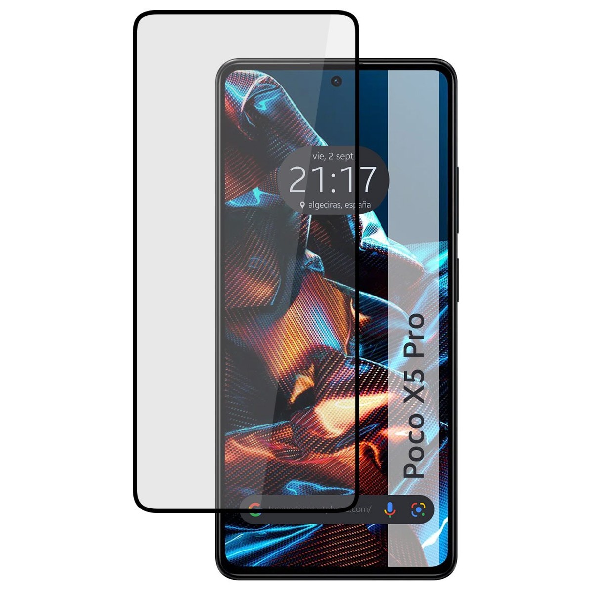 Protector Cristal Templado Completo 5D Full Glue Negro compatible con Xiaomi POCO X5 Pro 5G Vidrio