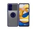 Funda Mate con Borde Azul y Anillo Giratorio 360 para Xiaomi POCO M4 Pro 5G