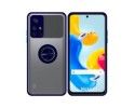 Funda Mate con Borde Azul y Anillo Giratorio 360 para Xiaomi Redmi Note 11s 5G