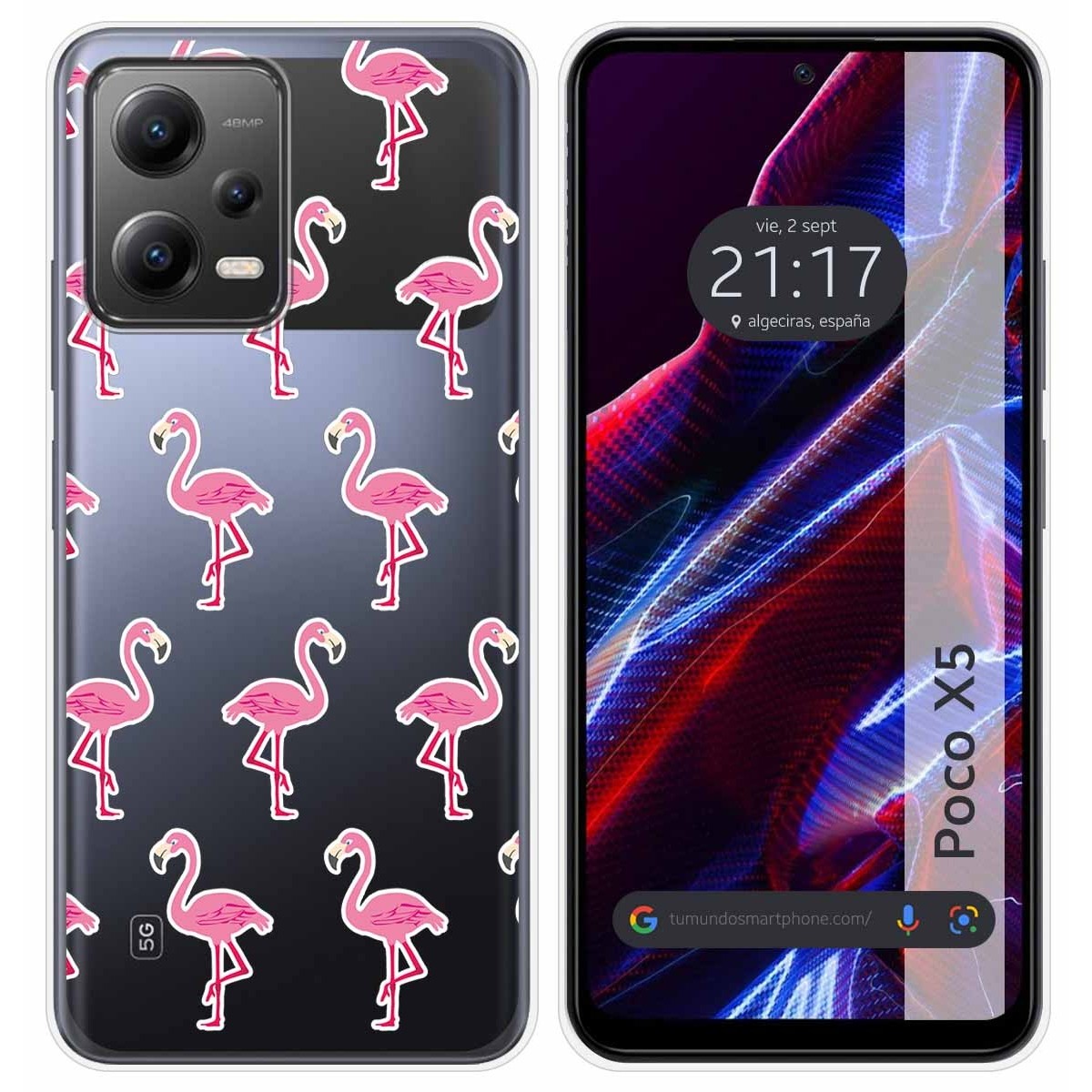 Funda Silicona Transparente compatible con Xiaomi POCO X5 5G diseño Flamenco Dibujos