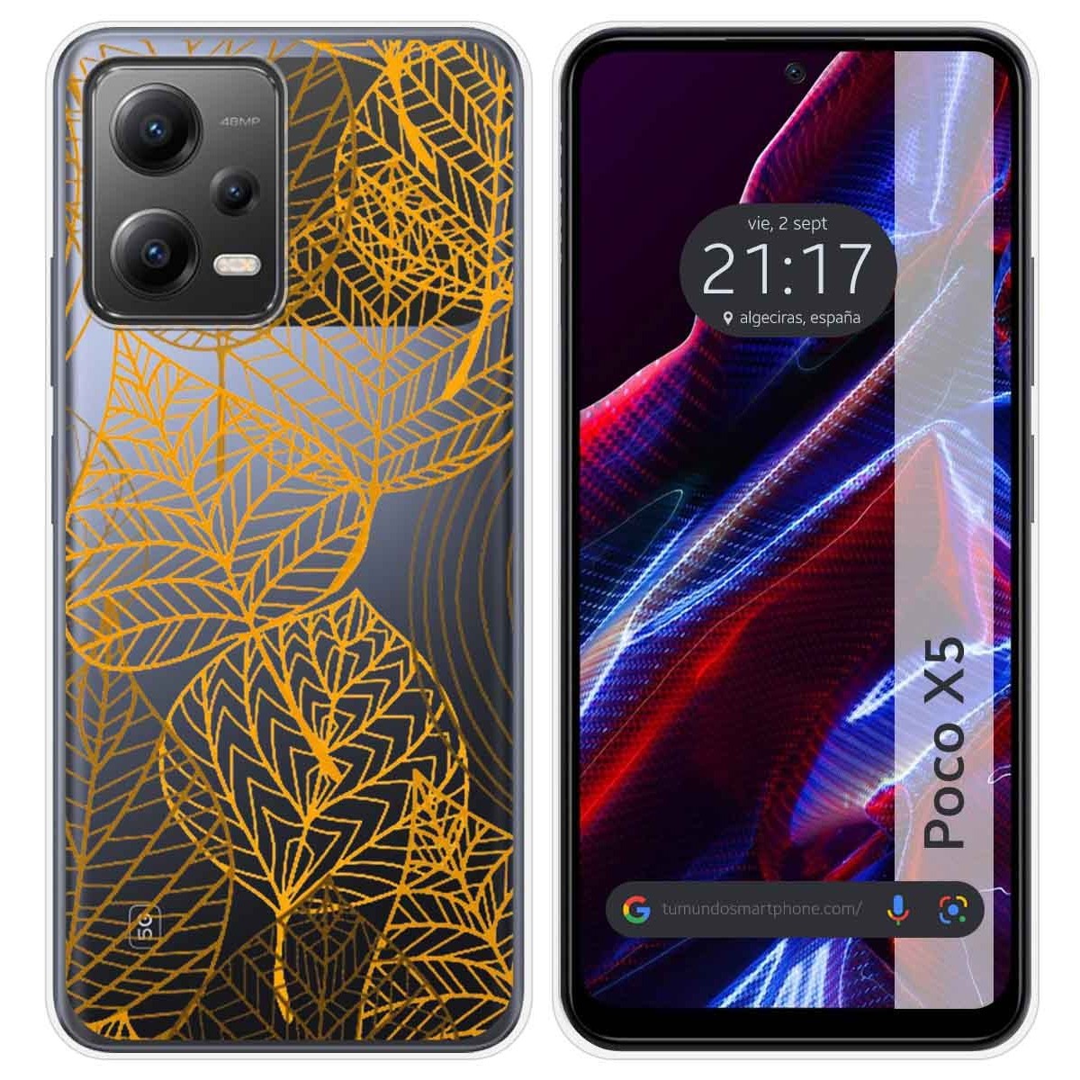 Funda Silicona Transparente compatible con Xiaomi POCO X5 5G diseño Hojas Dibujos