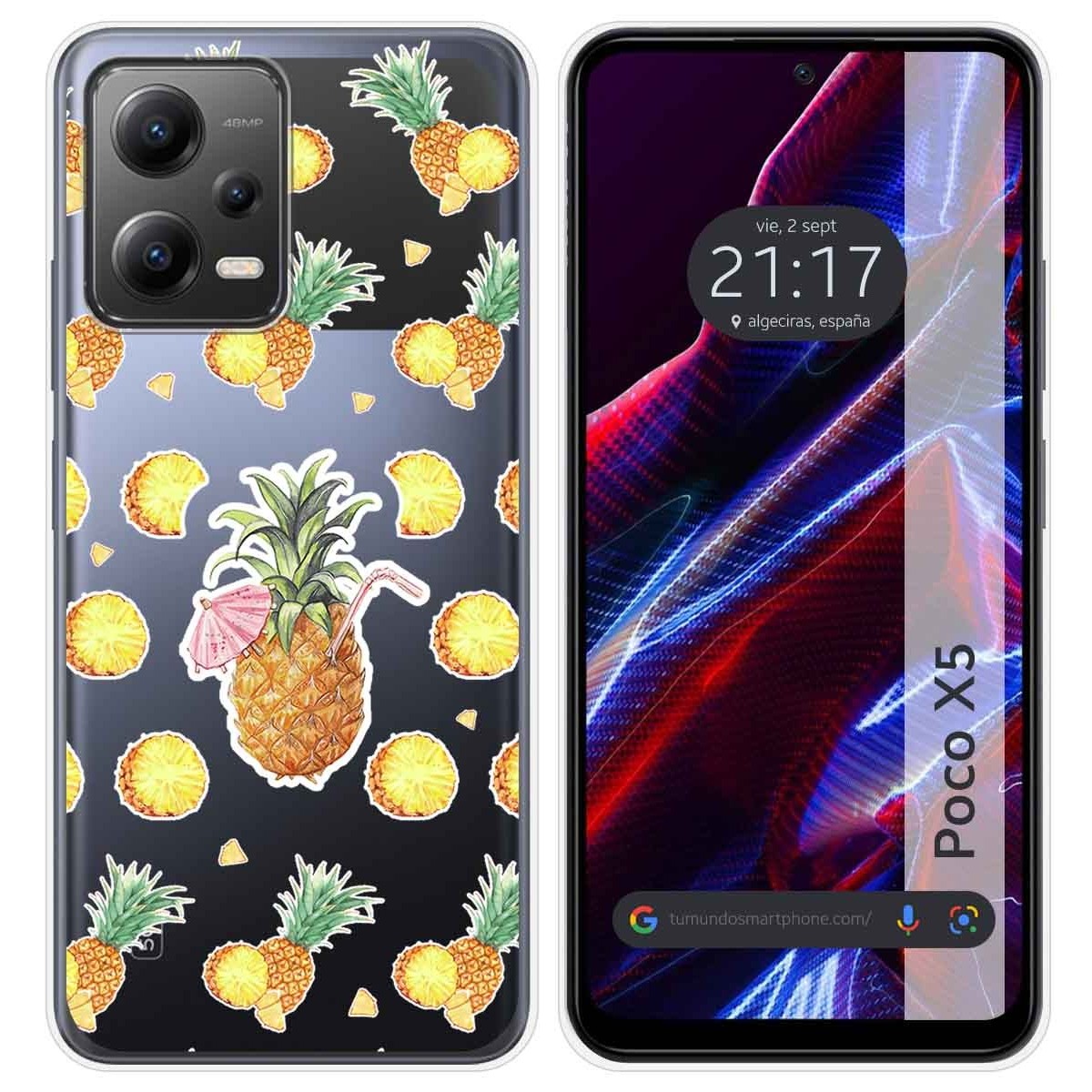 Funda Silicona Transparente compatible con Xiaomi POCO X5 5G diseño Piña Dibujos