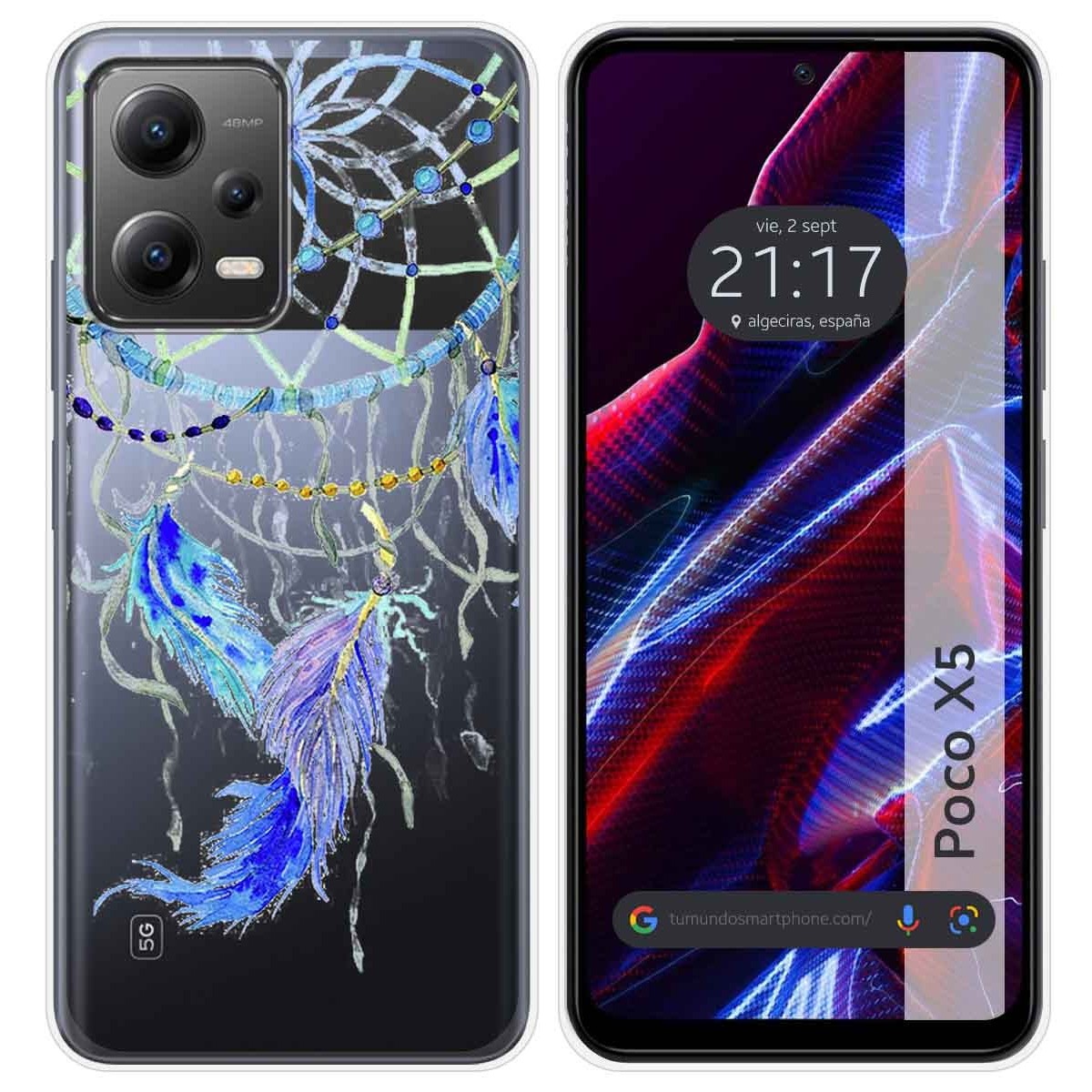 Funda Silicona Transparente compatible con Xiaomi POCO X5 5G diseño Plumas Dibujos