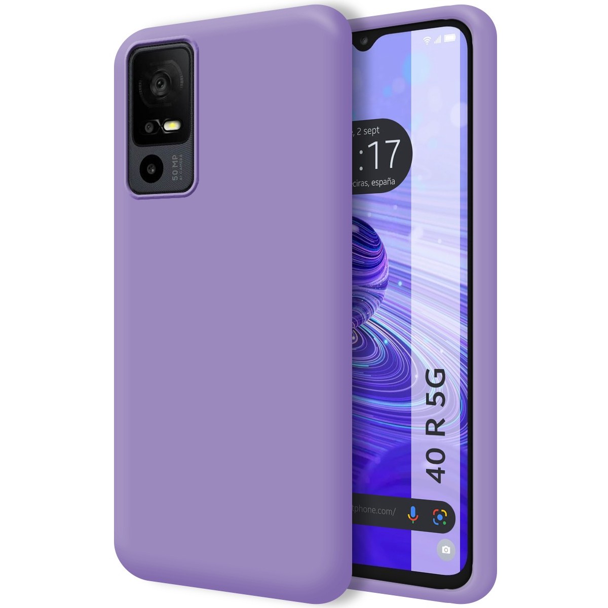 Funda Silicona Líquida Ultra Suave para TCL 40 SE color Morada