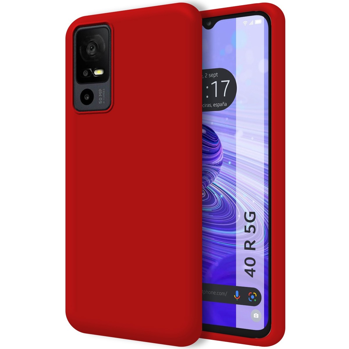 Funda Silicona Líquida Ultra Suave para TCL 40 SE color Roja