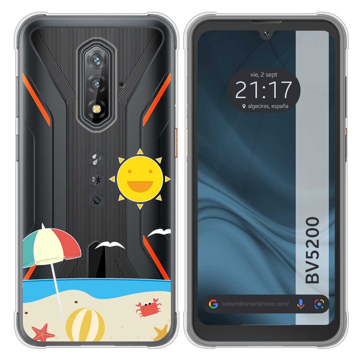 Funda Silicona Transparente para Blackview BV5200 / BV5200 Pro diseño Playa Dibujos