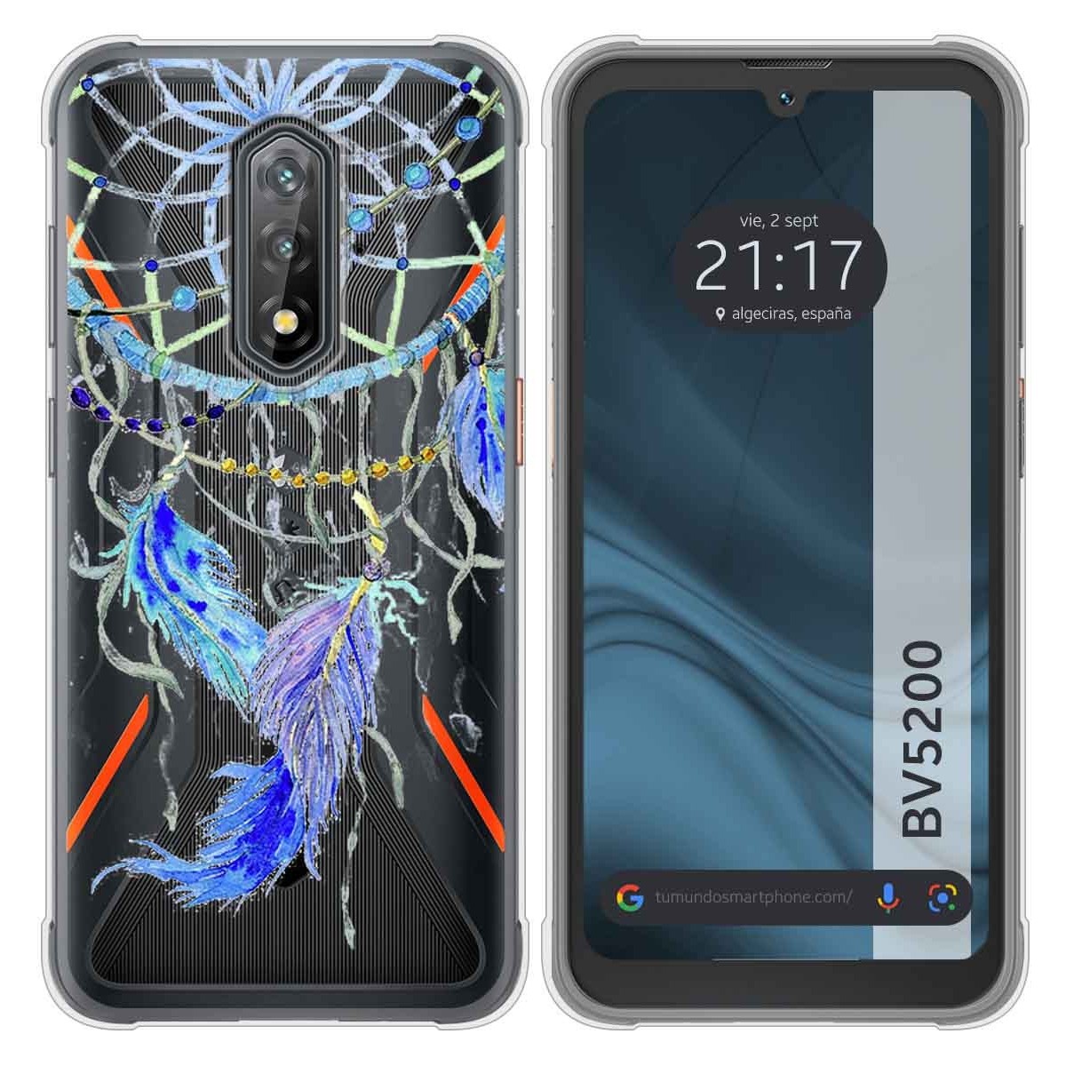Funda Silicona Transparente para Blackview BV5200 / BV5200 Pro diseño Plumas Dibujos