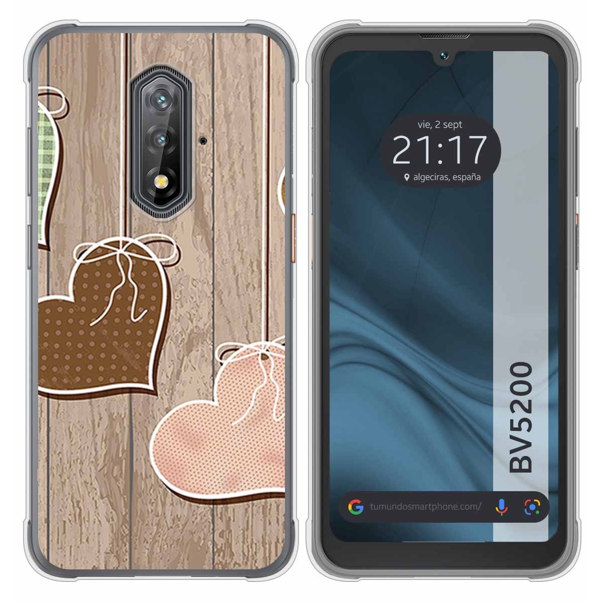 Funda Silicona para Blackview BV5200 / BV5200 Pro diseño Corazones Madera Dibujos
