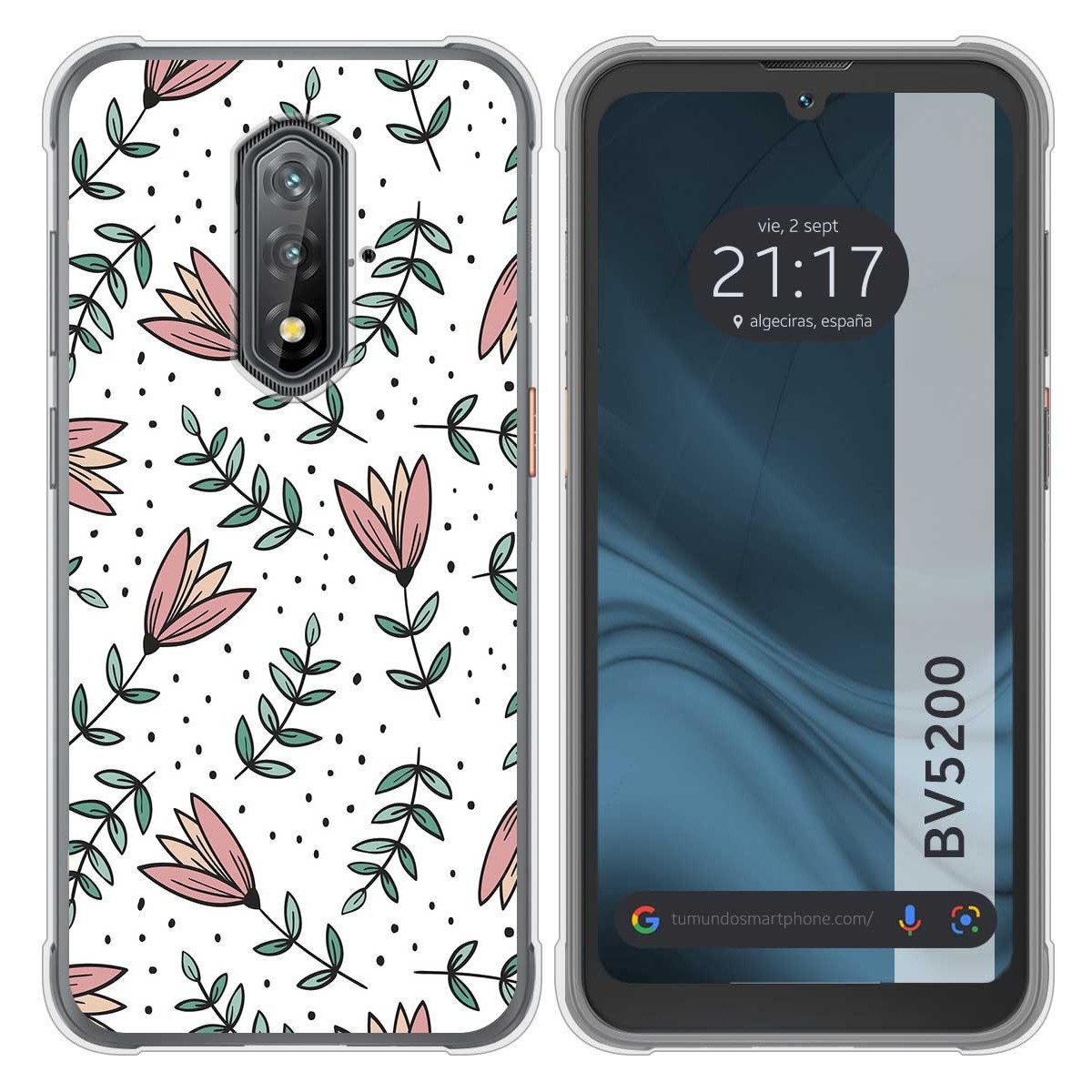 Funda Silicona Transparente para Blackview BV5200 / BV5200 Pro diseño Flores 01 Dibujos