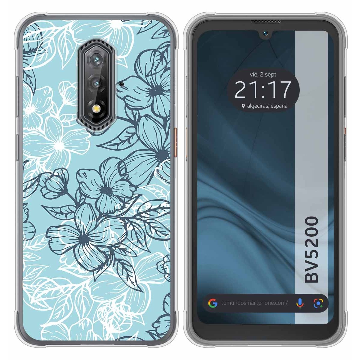 Funda Silicona Transparente para Blackview BV5200 / BV5200 Pro diseño Flores 03 Dibujos