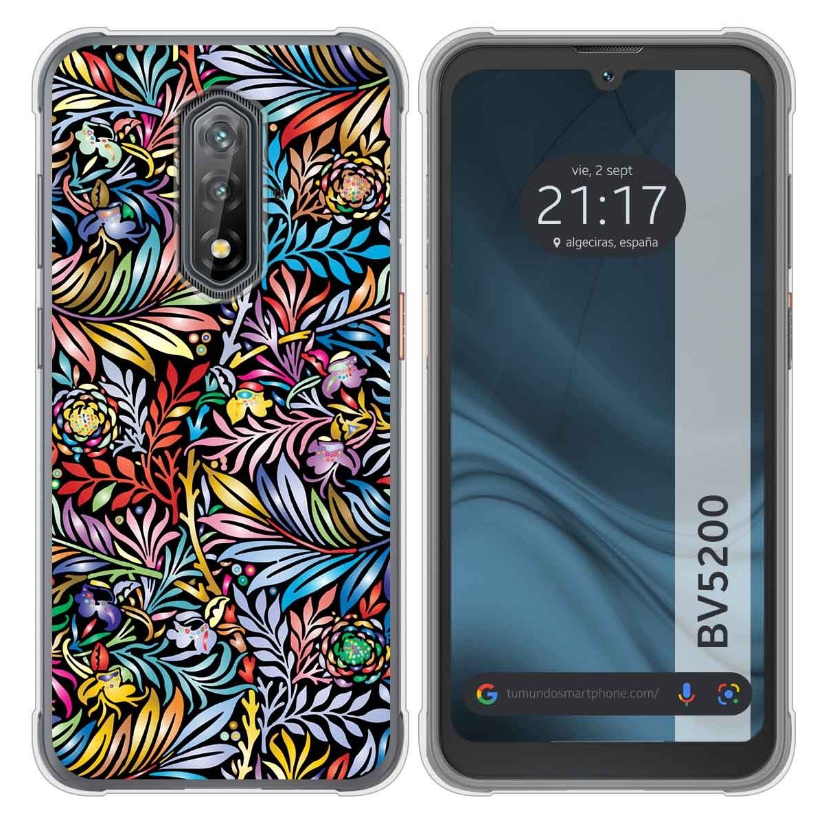Funda Silicona Transparente para Blackview BV5200 / BV5200 Pro diseño Flores 04 Dibujos