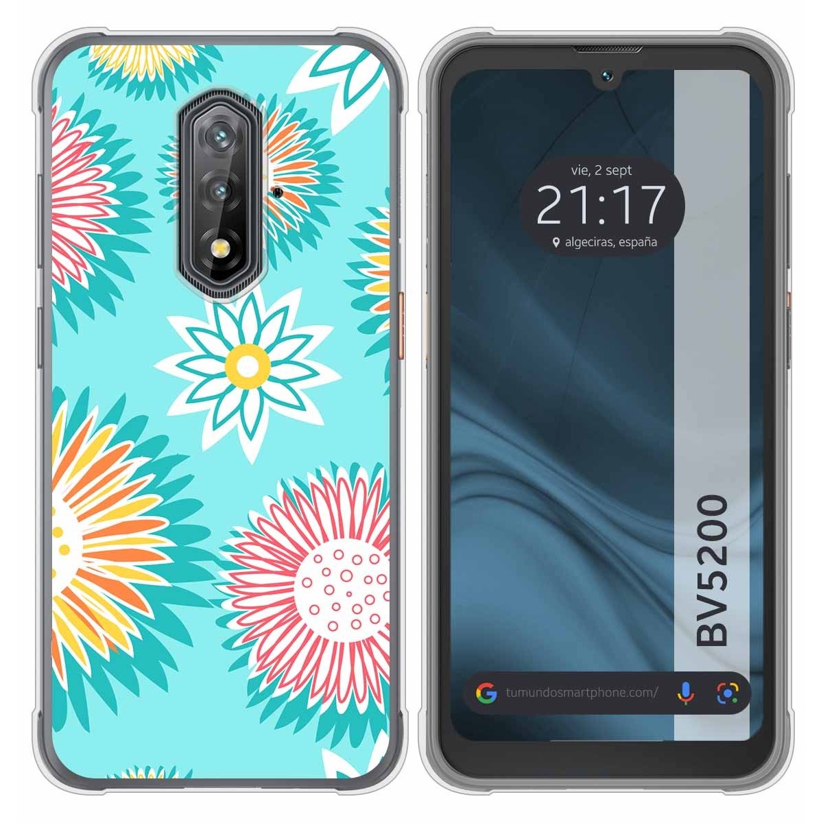 Funda Silicona Transparente para Blackview BV5200 / BV5200 Pro diseño Flores 05 Dibujos