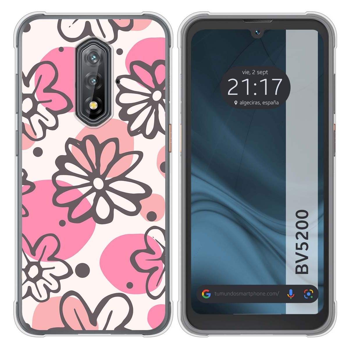 Funda Silicona Transparente para Blackview BV5200 / BV5200 Pro diseño Flores 09 Dibujos