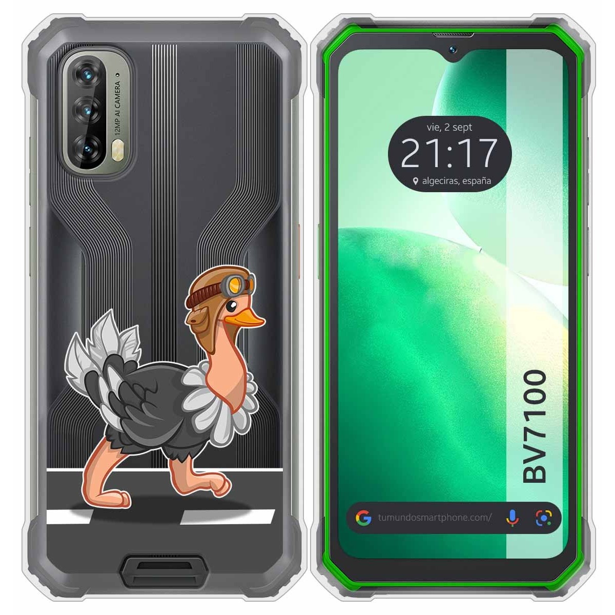 Funda Silicona Transparente para Blackview BV7100 diseño Avestruz Dibujos