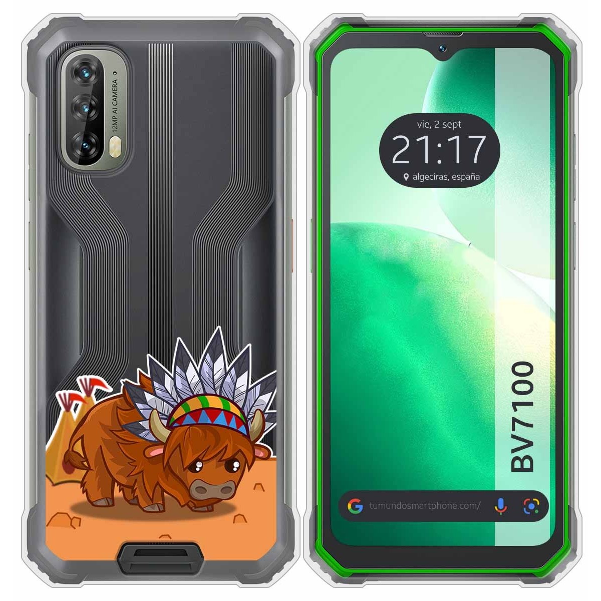 Funda Silicona Transparente para Blackview BV7100 diseño Bufalo Dibujos