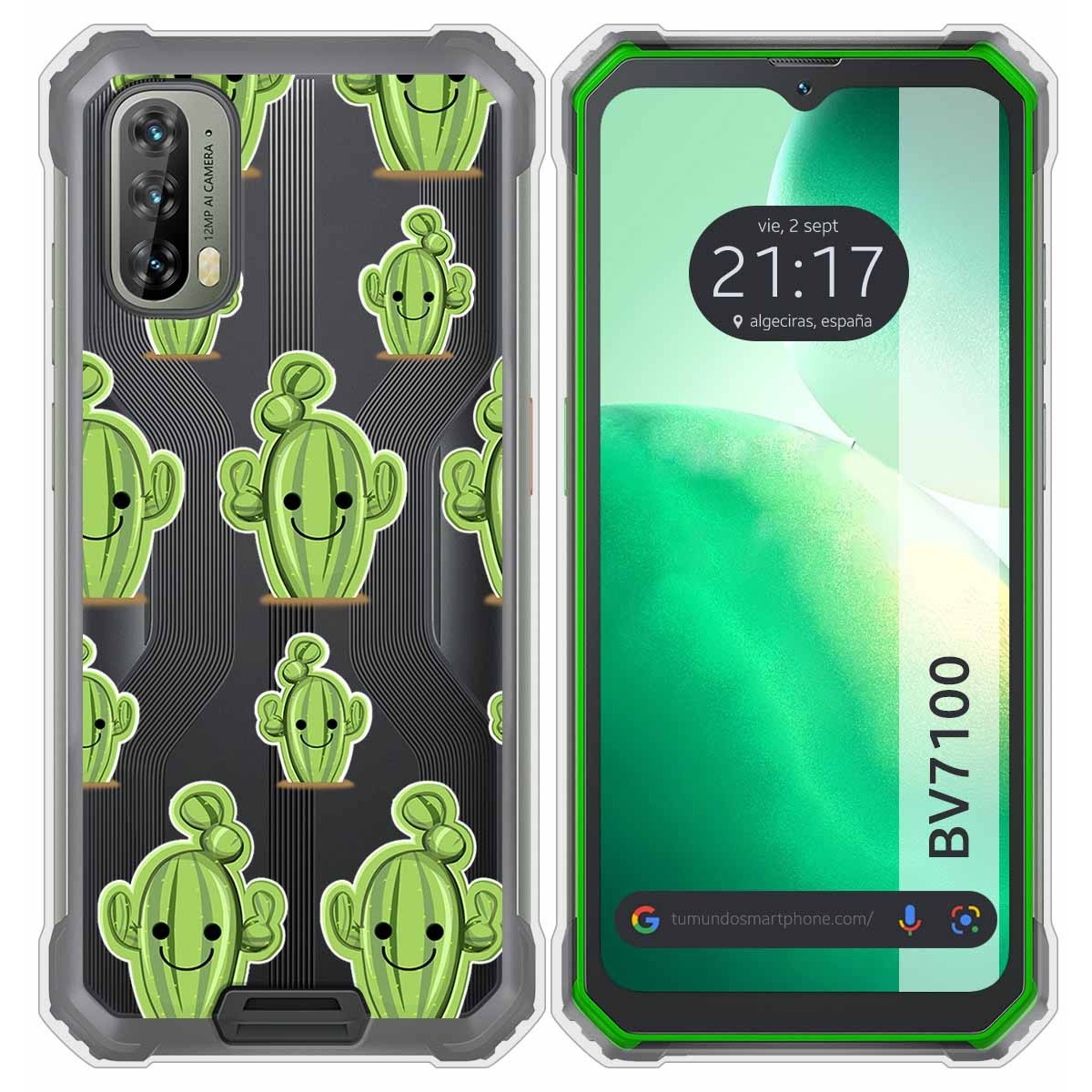 Funda Silicona Transparente para Blackview BV7100 diseño Cactus Dibujos