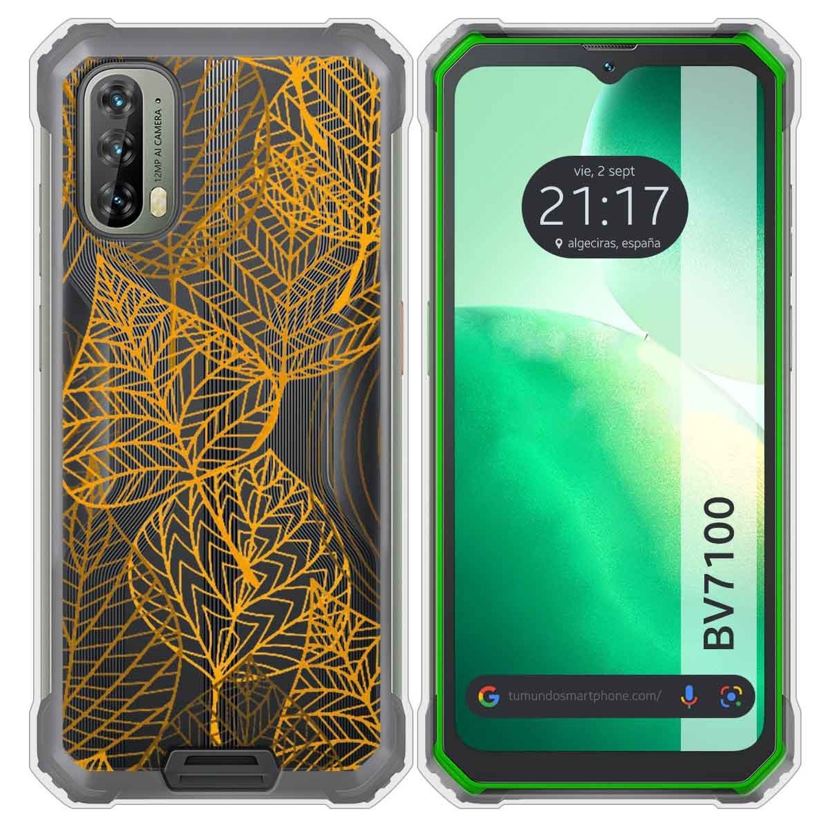 Funda Silicona Transparente para Blackview BV7100 diseño Hojas Dibujos
