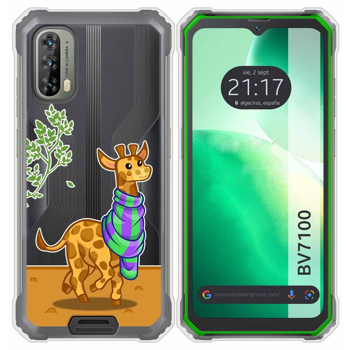 Funda Silicona Transparente para Blackview BV7100 diseño Jirafa Dibujos
