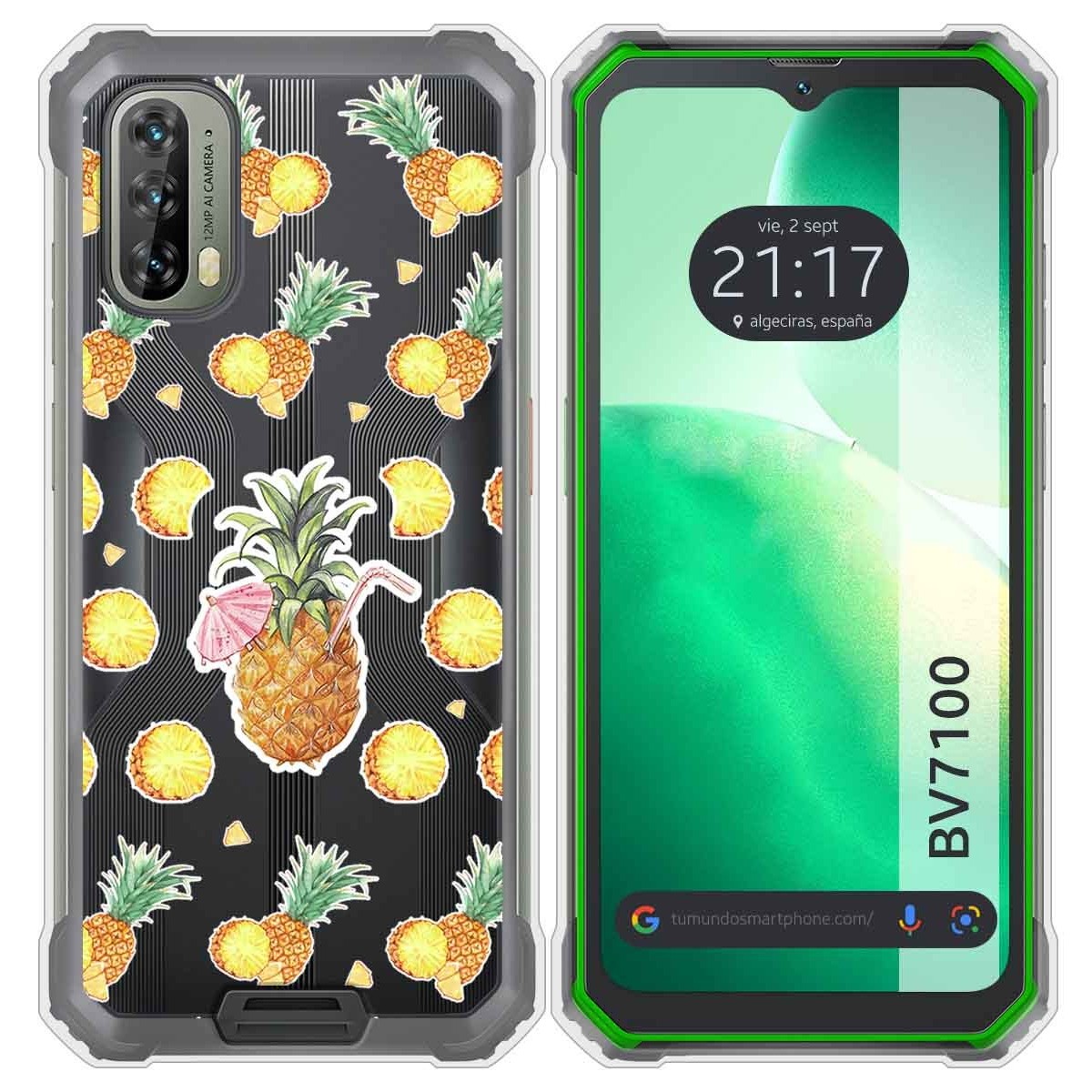 Funda Silicona Transparente para Blackview BV7100 diseño Piña Dibujos