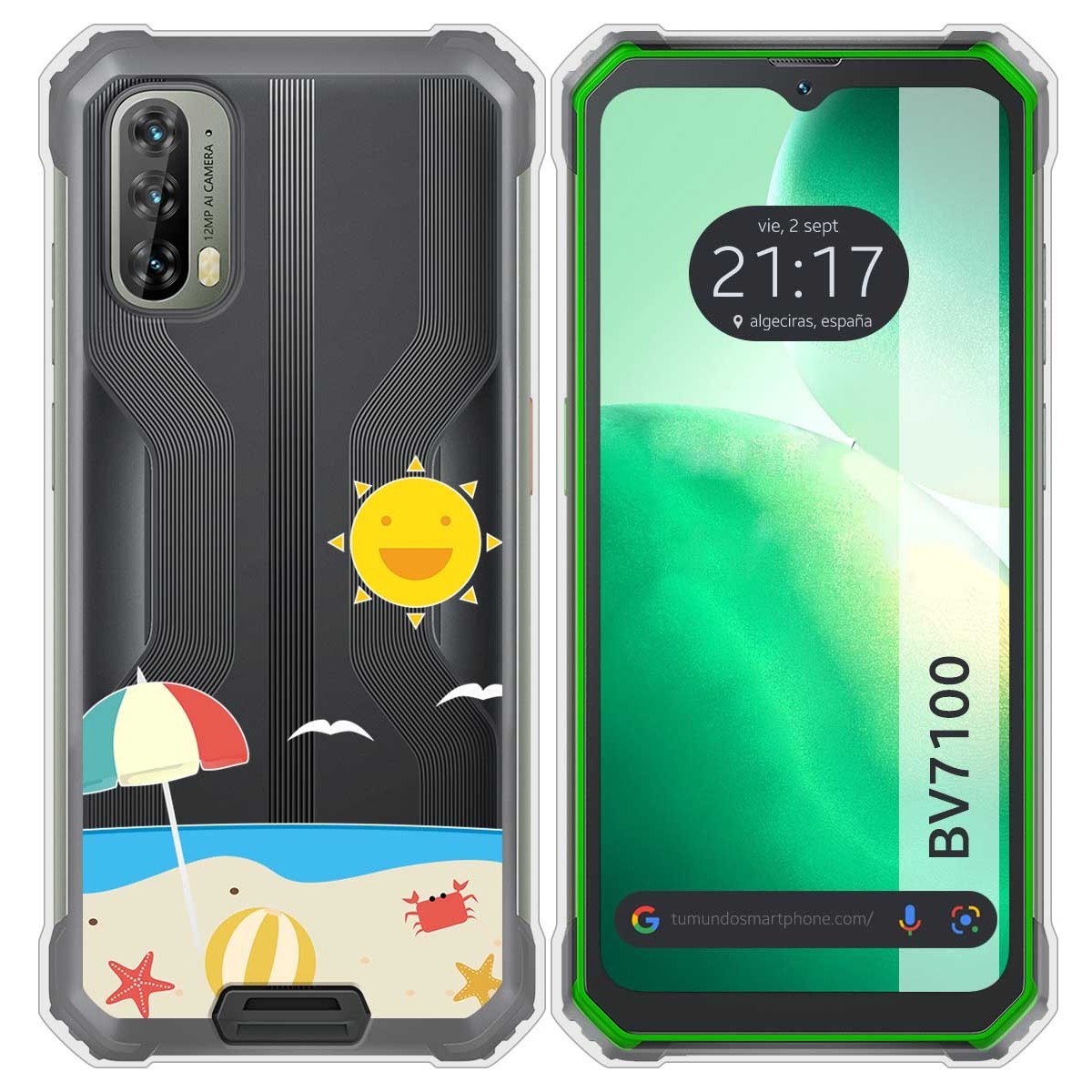 Funda Silicona Transparente para Blackview BV7100 diseño Playa Dibujos