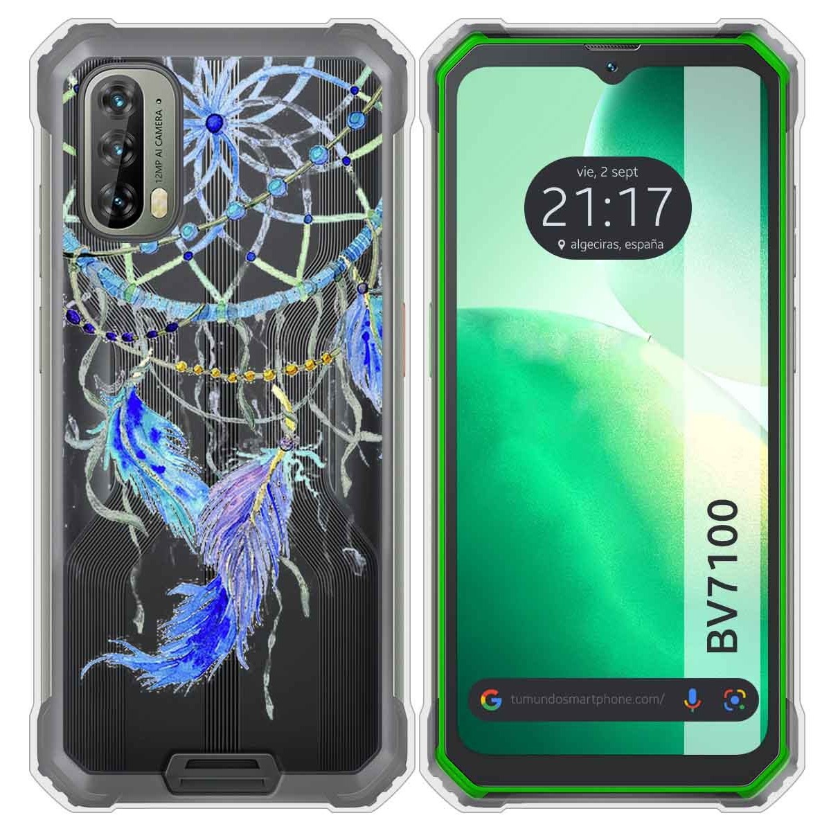 Funda Silicona Transparente para Blackview BV7100 diseño Plumas Dibujos
