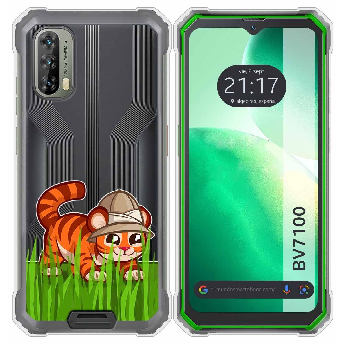 Funda Silicona Transparente para Blackview BV7100 diseño Tigre Dibujos