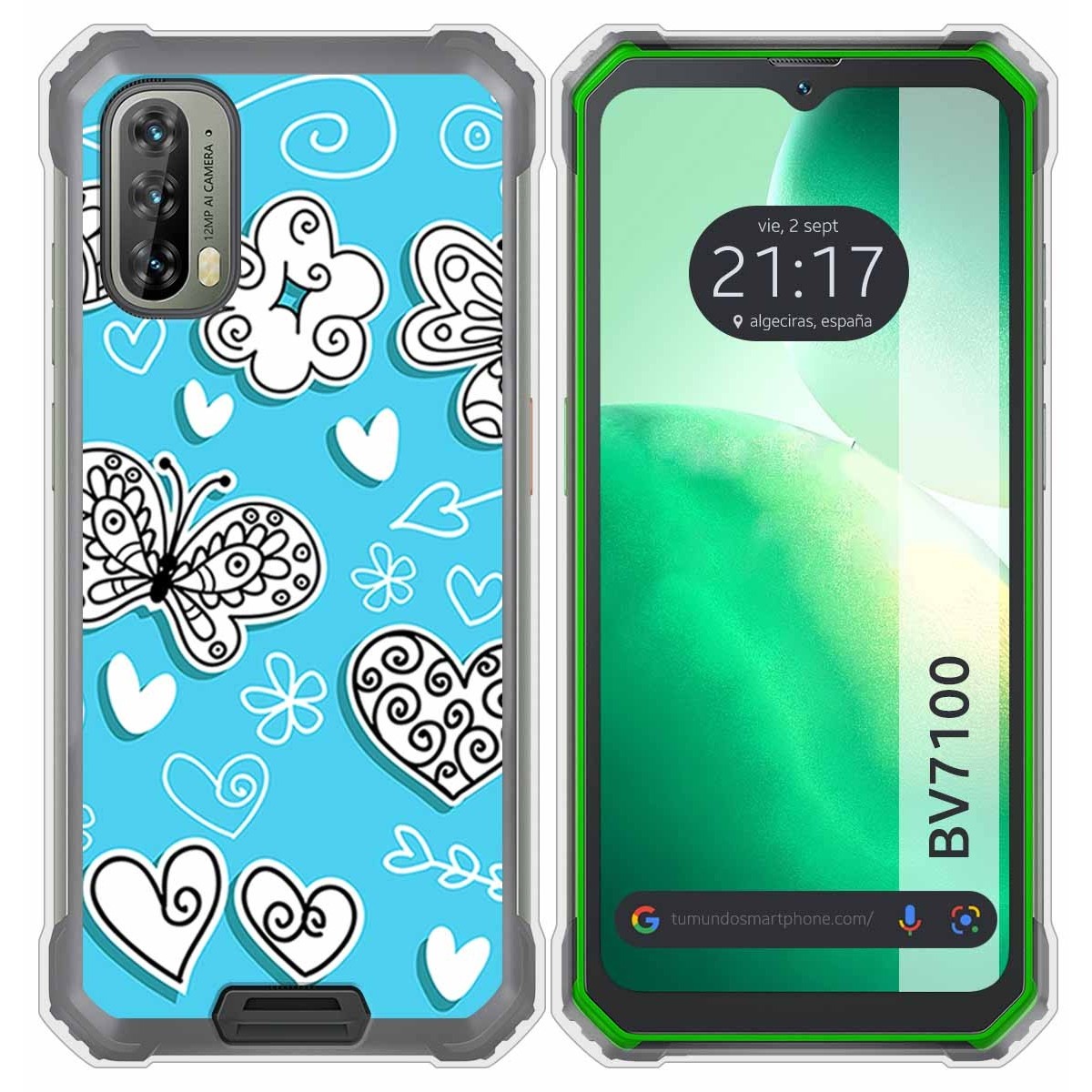 Funda Silicona para Blackview BV7100 diseño Mariposas Dibujos