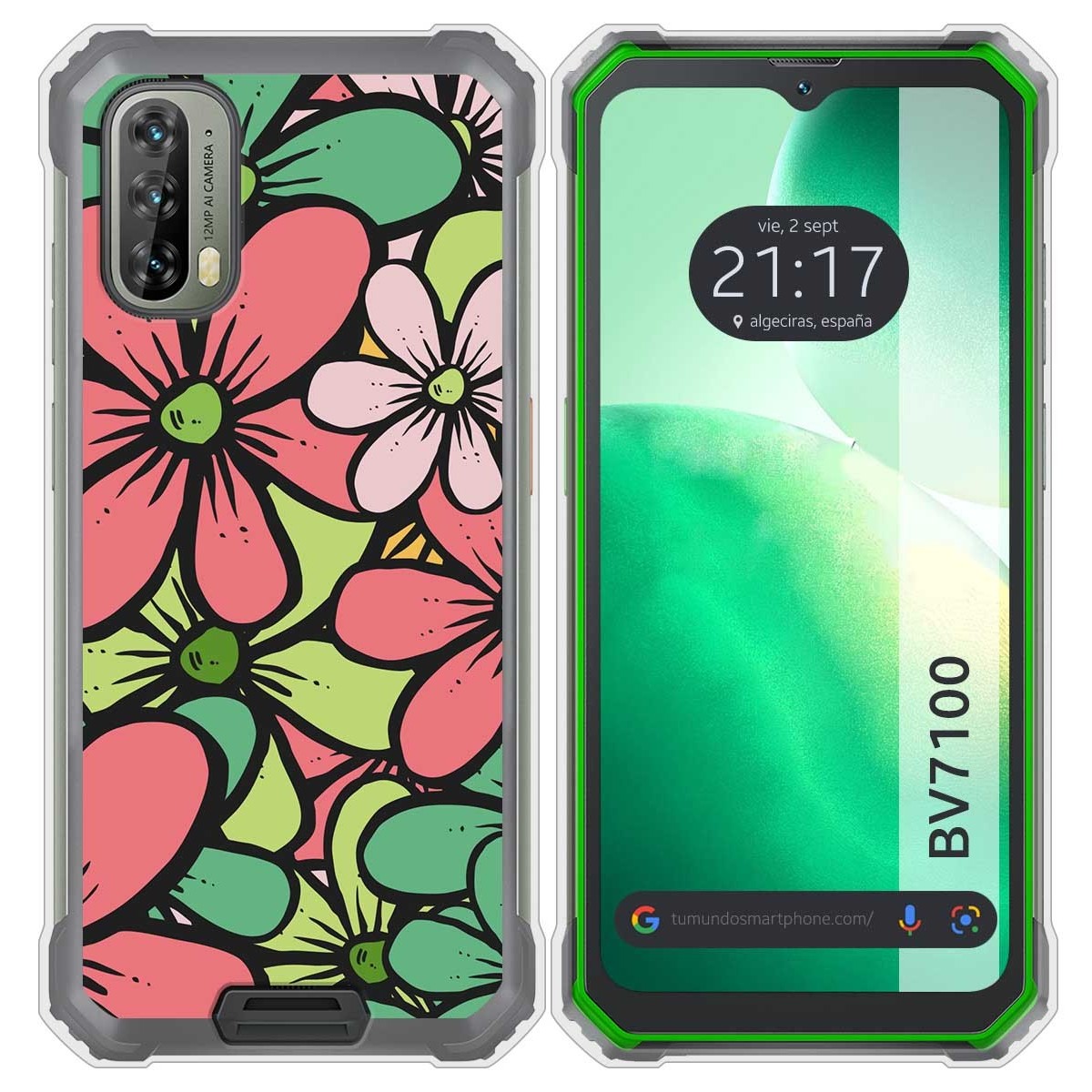 Funda Silicona Transparente para Blackview BV7100 diseño Flores 02 Dibujos