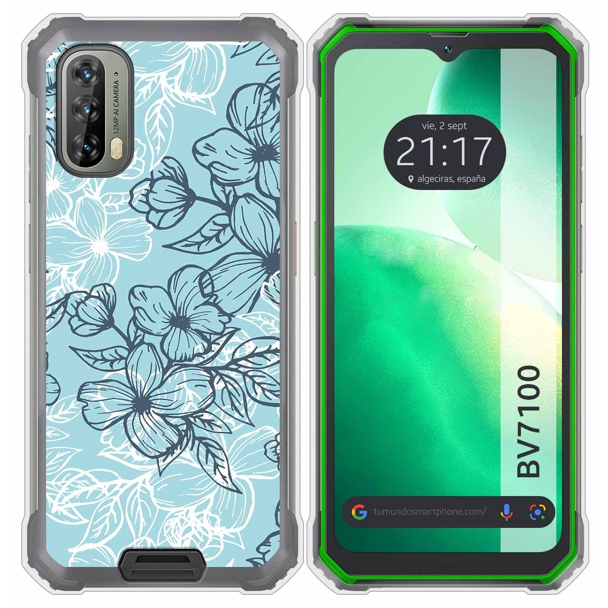 Funda Silicona Transparente para Blackview BV7100 diseño Flores 03 Dibujos