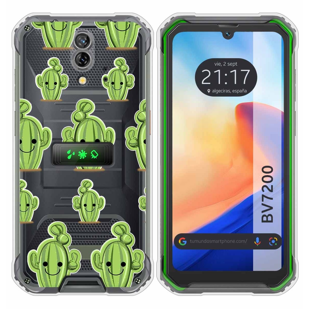 Funda Silicona Transparente para Blackview BV7200 diseño Cactus Dibujos