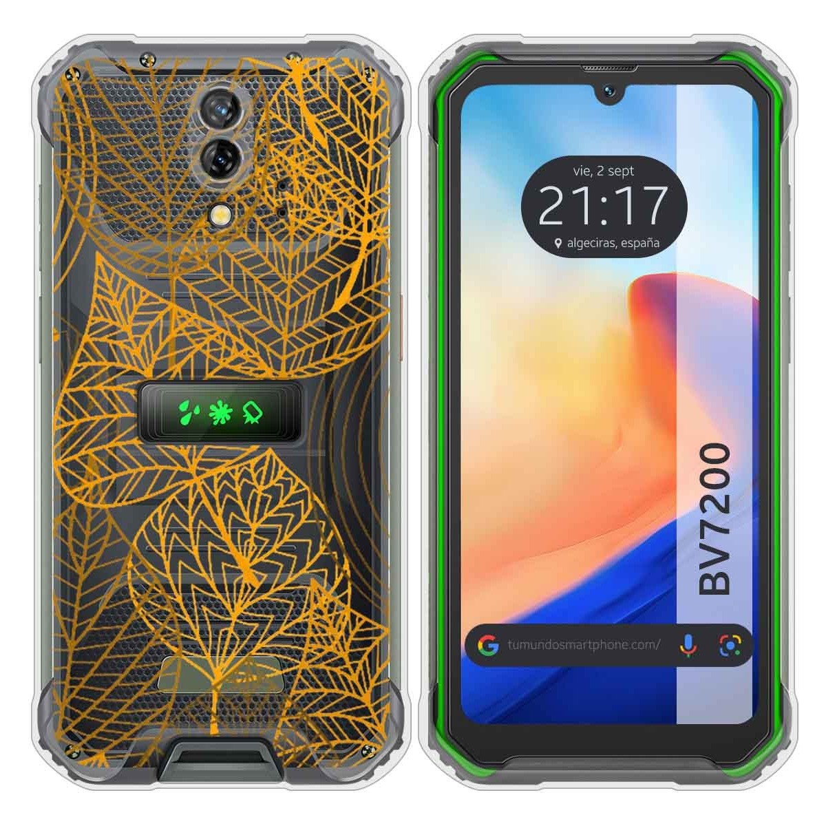 Funda Silicona Transparente para Blackview BV7200 diseño Hojas Dibujos